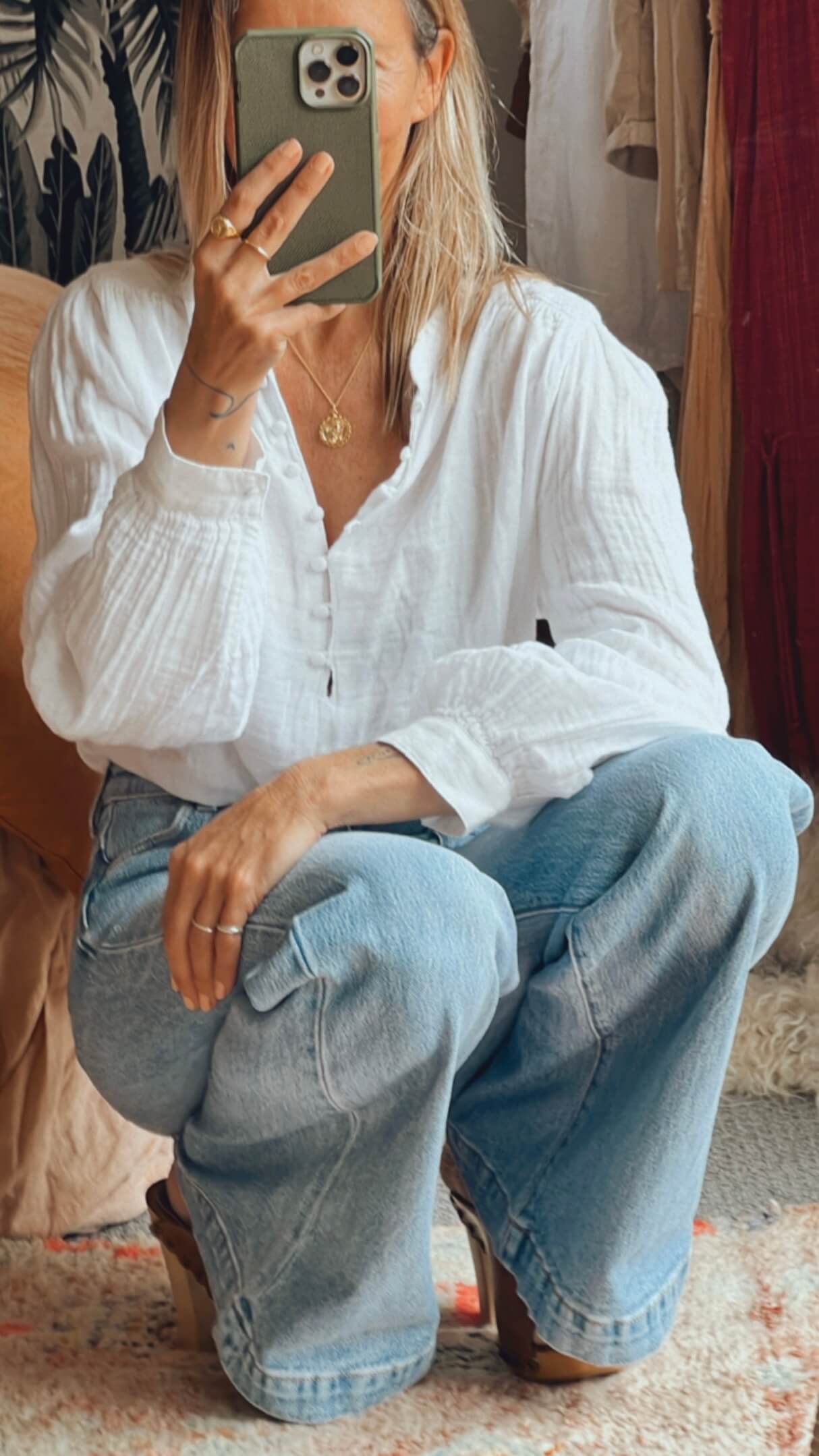 PHOEBE TONKIN X ROLLA'S // Eastcoast Flare Jeans // Bessette Blue Organic Cotton