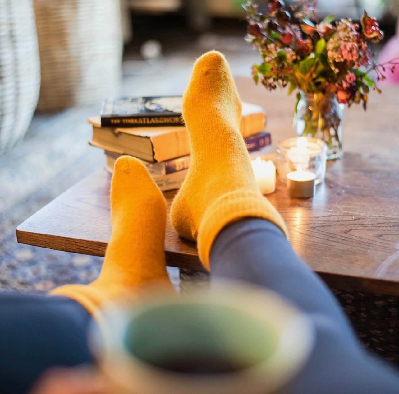NOOAN Possum Merino Hamilton Socks - Golden Fusion