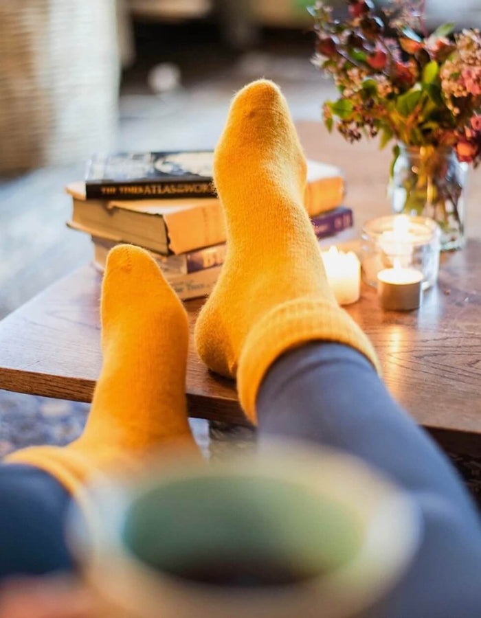 NOOAN Possum Merino Hamilton Socks - Golden Fusion