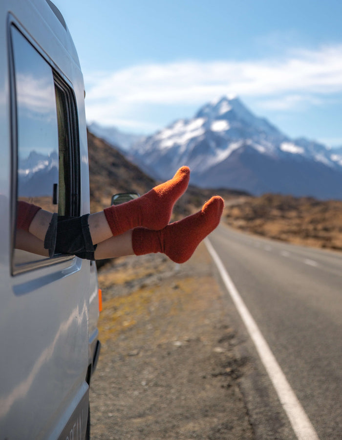 NOOAN Possum Merino Hamilton Socks - Burnt Orange