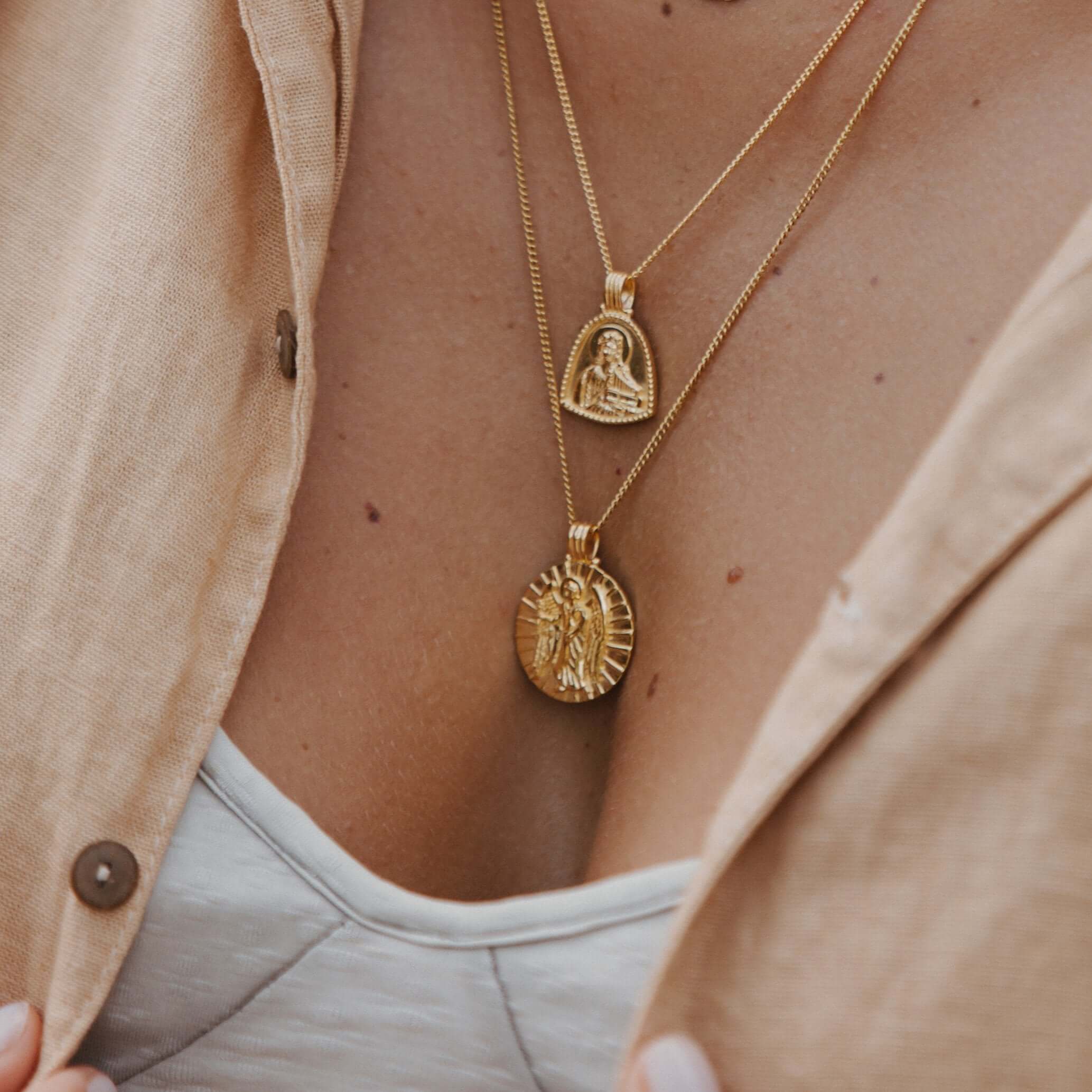 LUNA + ROSE // Saint Gabriel Archangel // Saint of Communication // Pendant Necklace // Gold