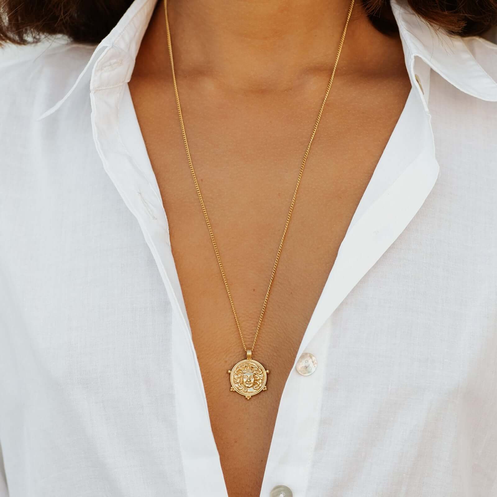 LUNA + ROSE // Medusa Protection // Pendant Necklace // Gold