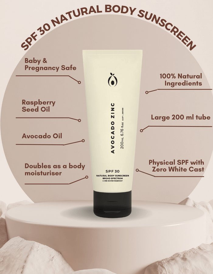 Avocado Zinc SPF 30 Natural Body Sunscreen // 200 mL