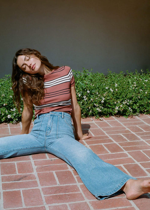 PHOEBE TONKIN X ROLLA'S // Eastcoast Flare Jeans // Bessette Blue Organic Cotton