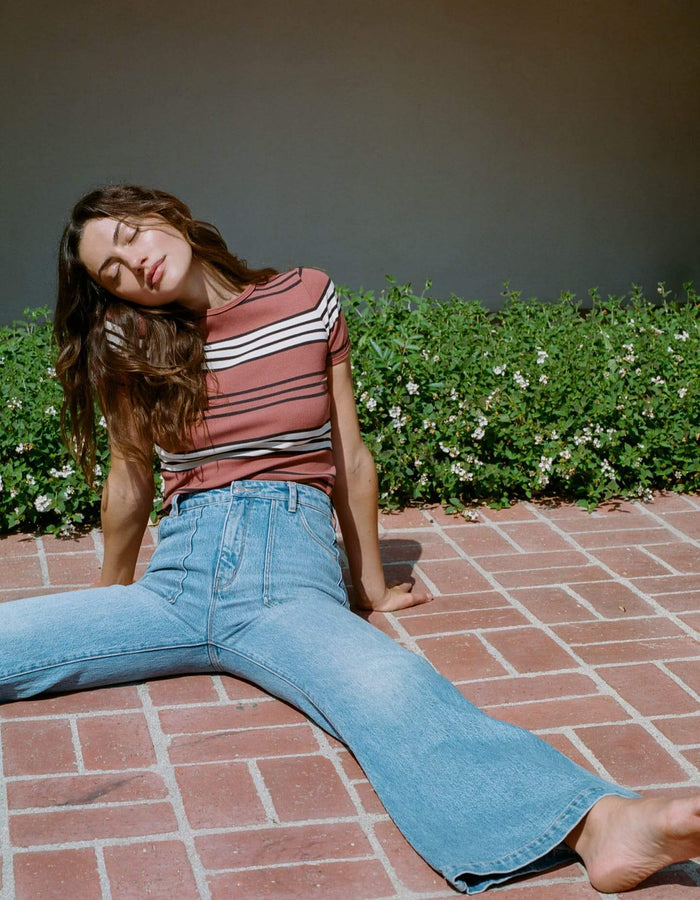 PHOEBE TONKIN X ROLLA'S // Eastcoast Flare Jeans // Bessette Blue Organic Cotton