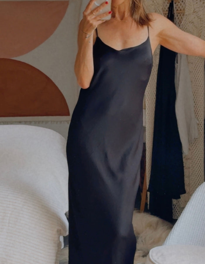 GLASSONS // Satin Slip Dress // Black // Size 10