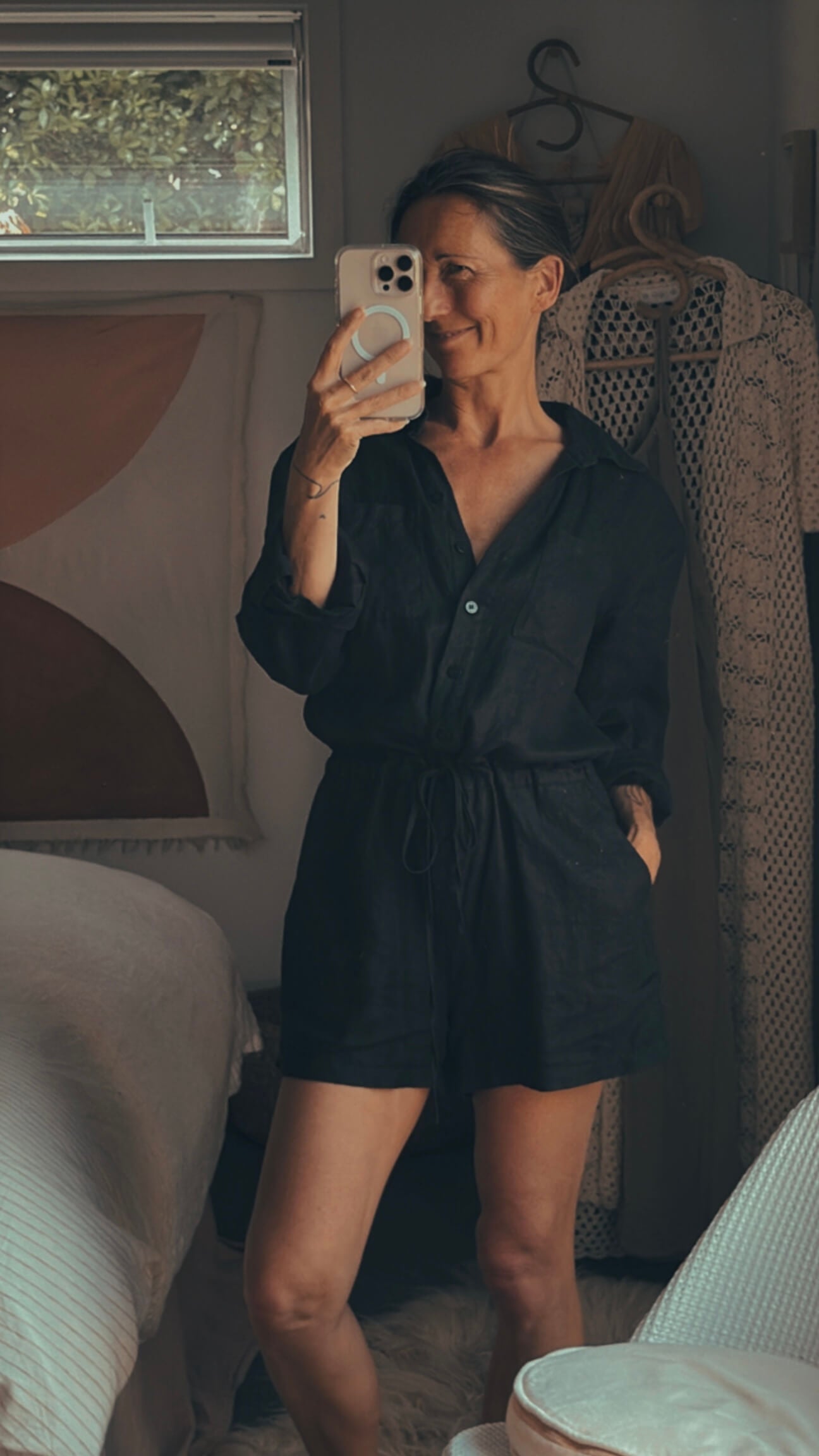 DECJUBA Black Linen Romper // Small