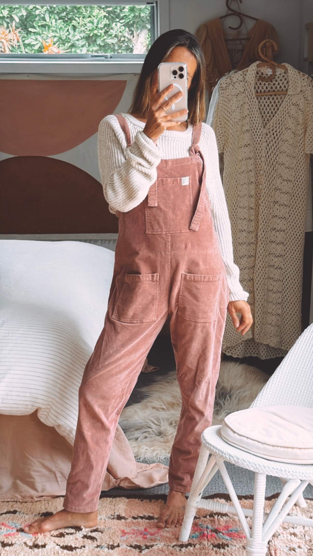 LUCY & YAK Corduroy Overalls // Dusky Pink  // Small