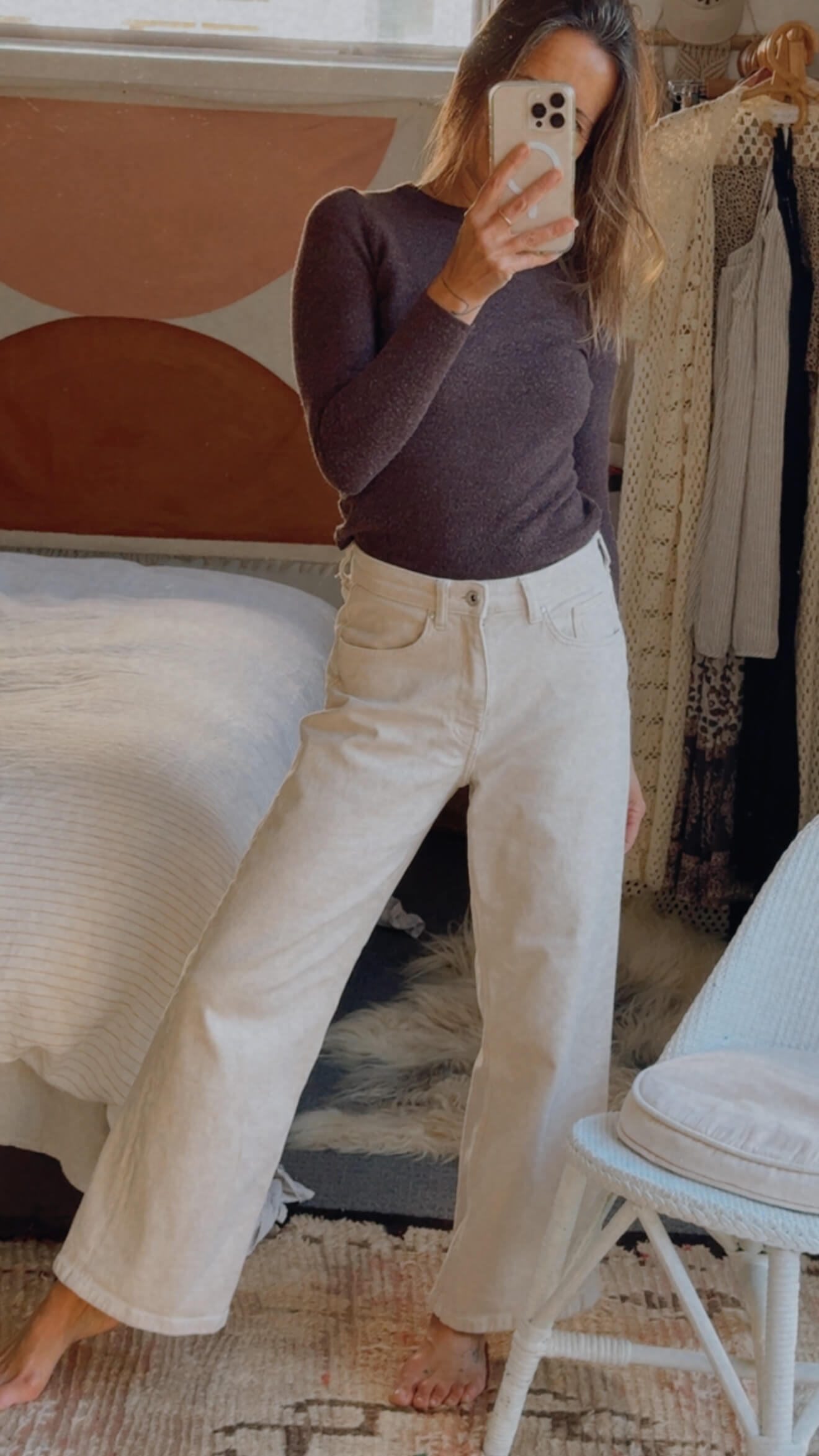 ONLY // ONLJUICY Wide Leg Jeans // Ecru // US 27/NZ 8