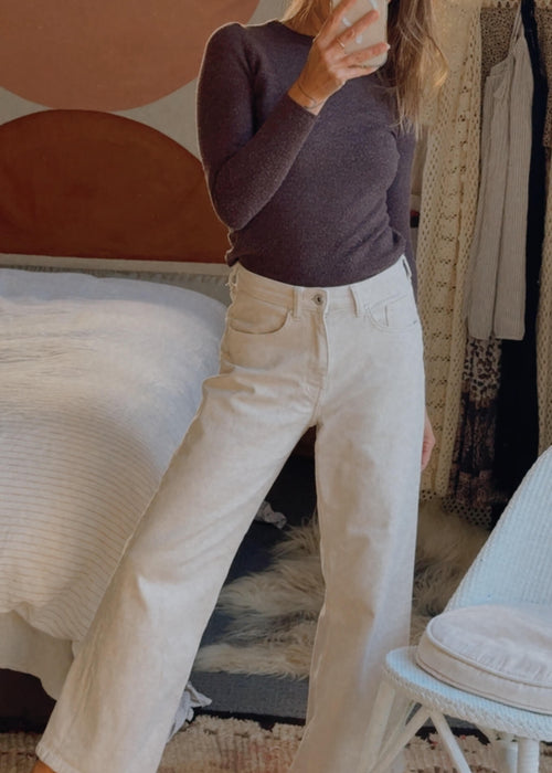 ONLY // ONLJUICY Wide Leg Jeans // Ecru // US 27/NZ 8
