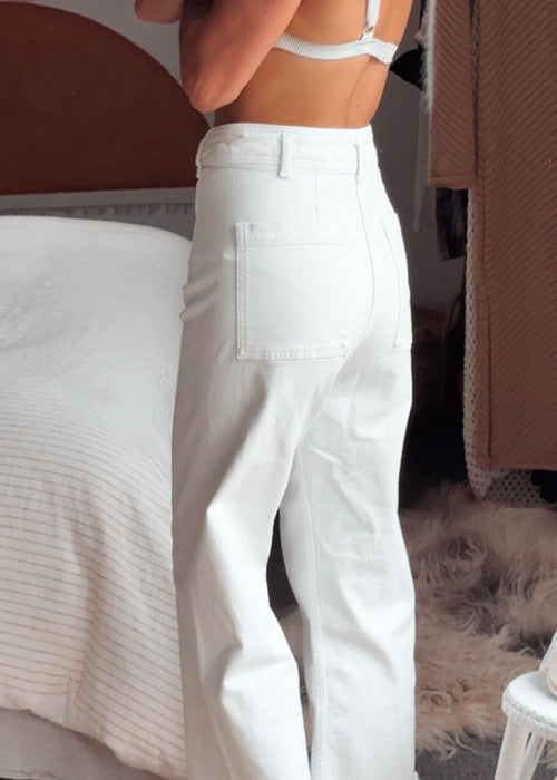 ZARA // The Marine Straight // White Cropped Sailor Jeans // Size 6