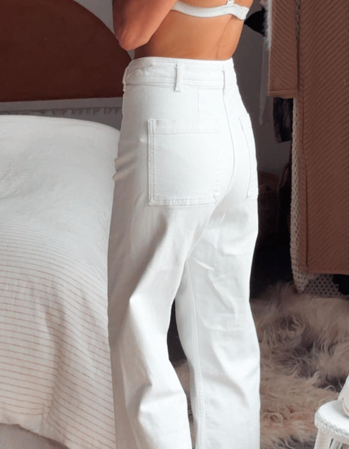 ZARA // The Marine Straight // White Cropped Sailor Jeans // Size 6