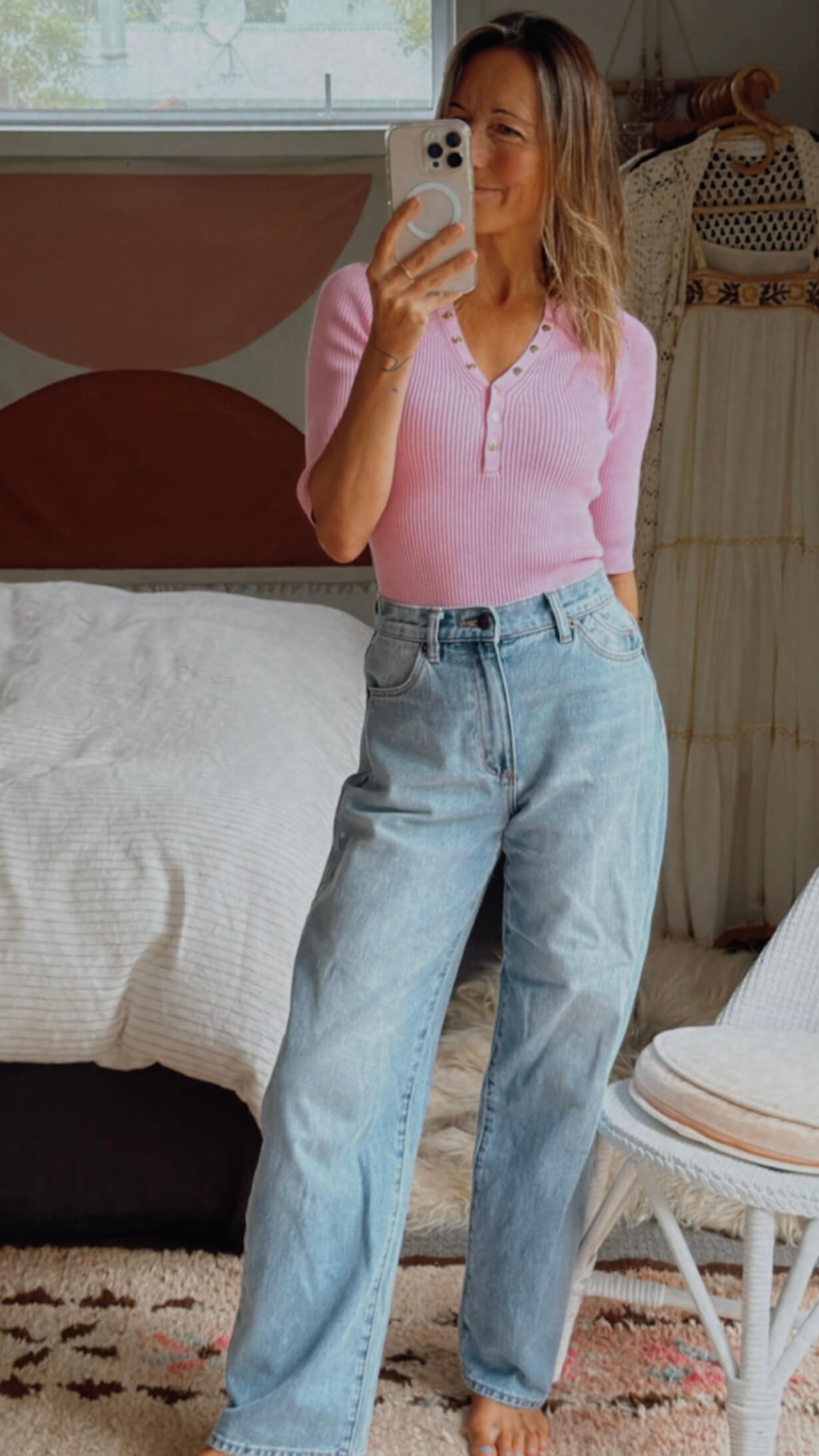 DECJUBA // Pink Ribbed Tee // Small