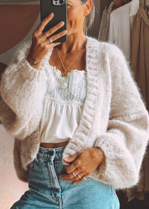 The Cropped Cardi // Buff Mohair // Free Size