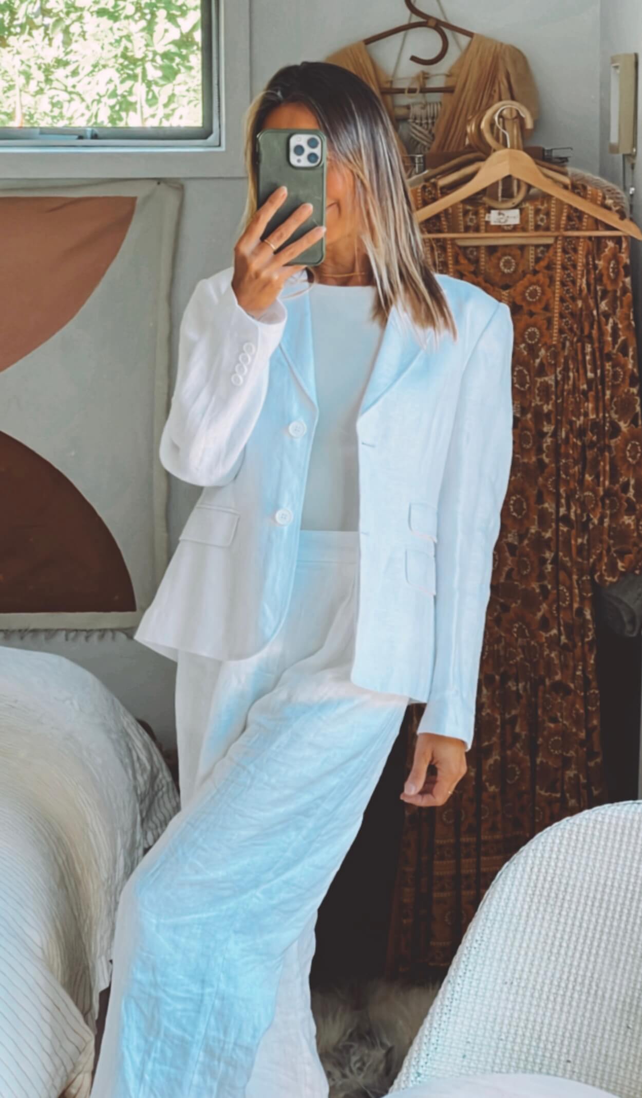 TRENERY White Linen Blazer // Size 10