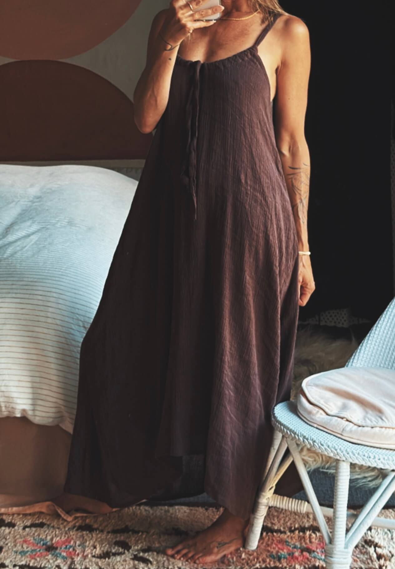 NEON COLLECTIVE Linen Dress // Chocolate // S/M