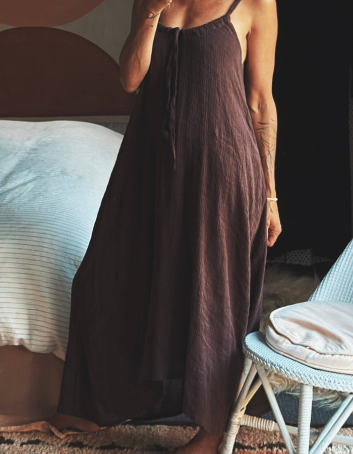 NEON COLLECTIVE Linen Dress // Chocolate // S/M