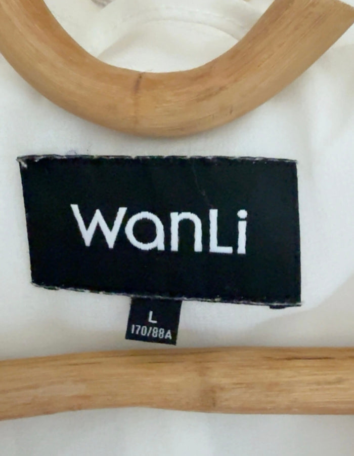 WanLi // White Linen Blazer/Sheer Sleeves // Small