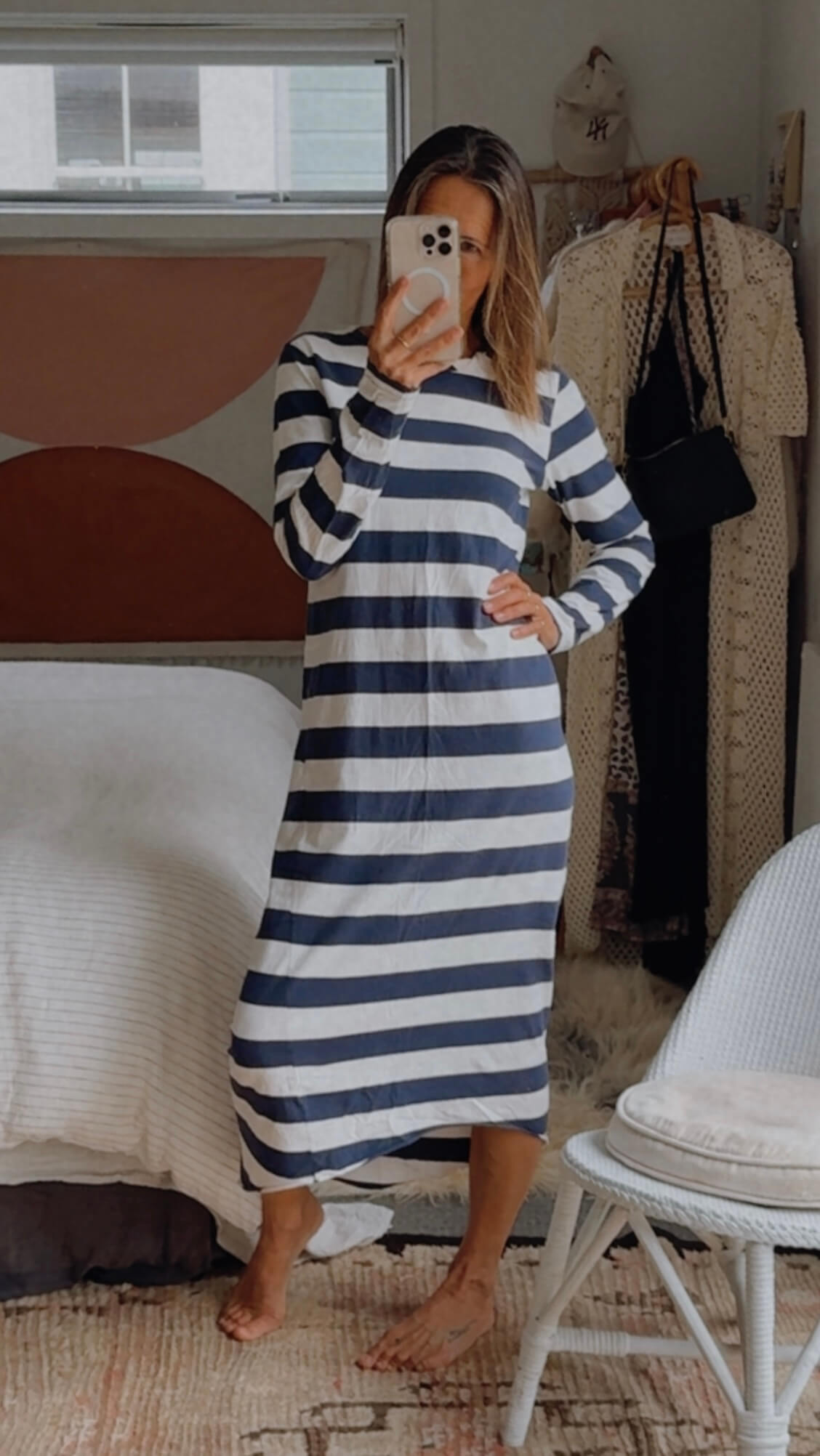 CAMILLA AND MARC // Maxi Tee Shirt Dress // Navy-White Stripe // S/M