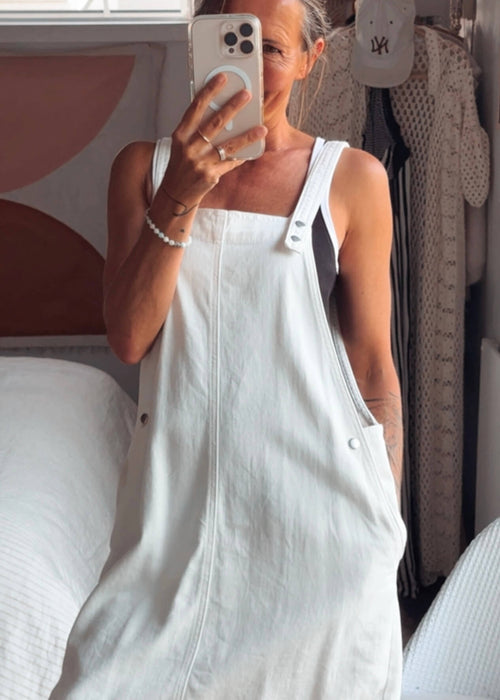 CREAM DENIM // Pinafore Dress // Size 10