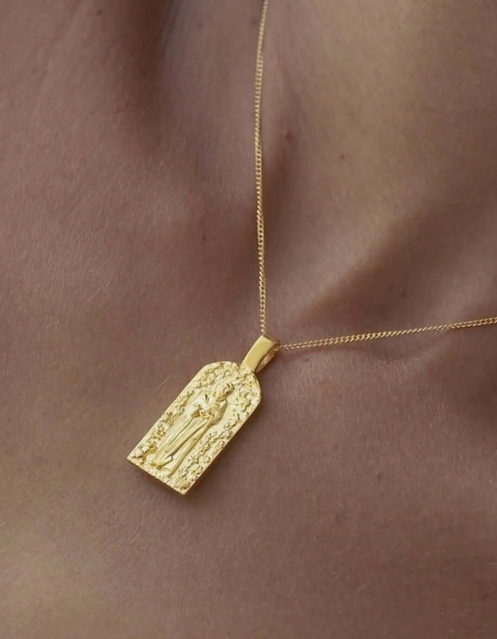LUNA + ROSE // St Fiacre // Patron Saint of Gardening // Pendant Necklace // Gold