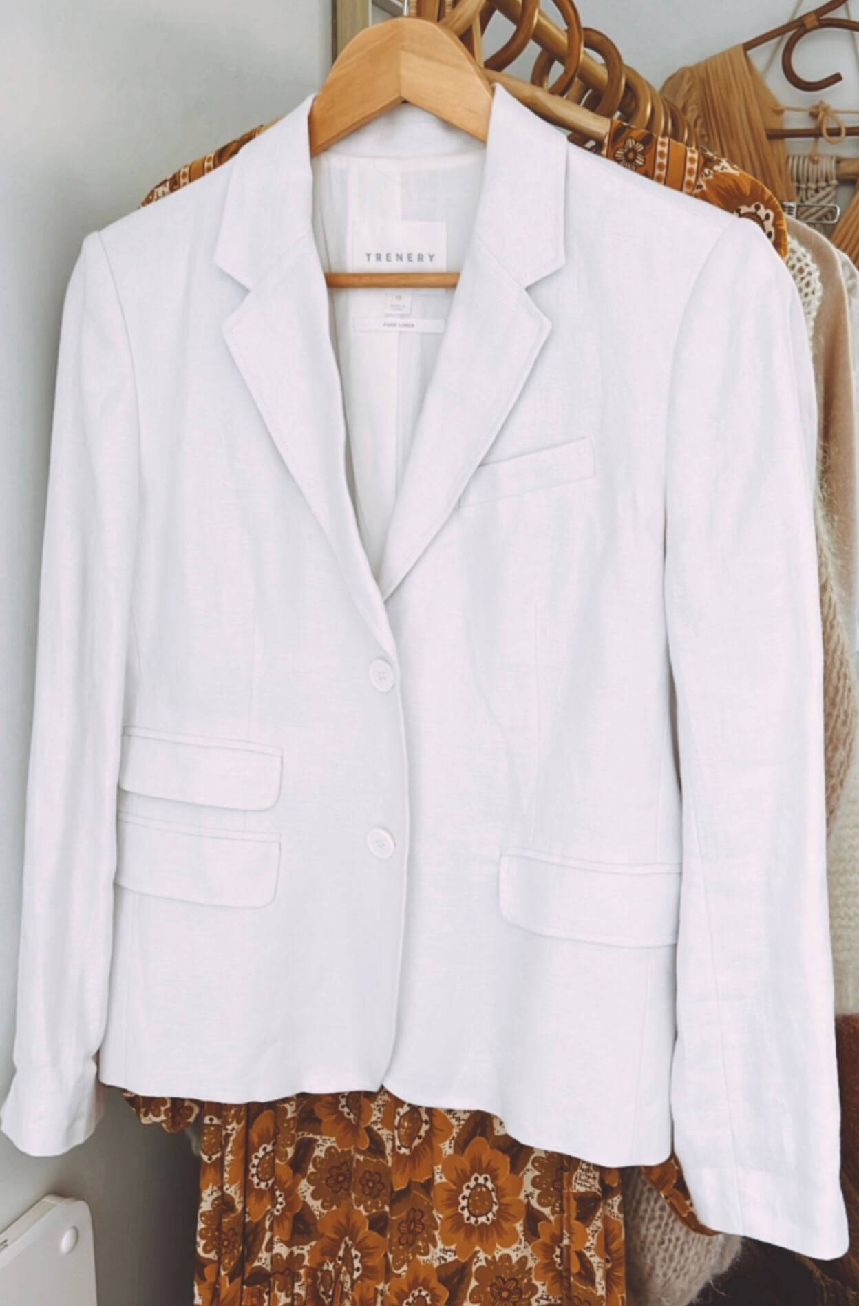 TRENERY White Linen Blazer // Size 10