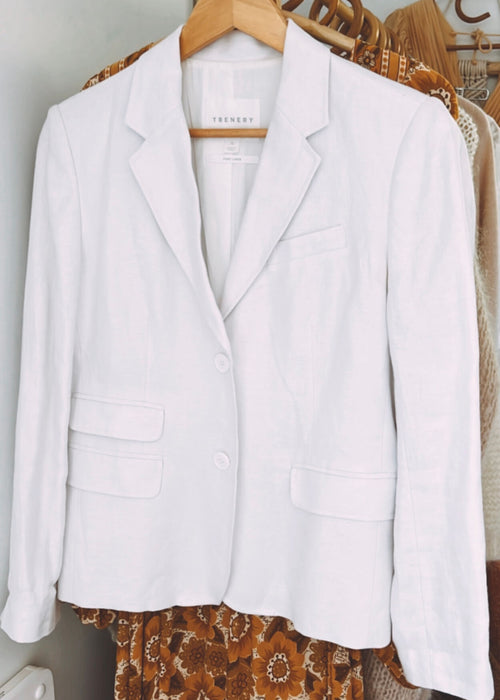 TRENERY White Linen Blazer // Size 10