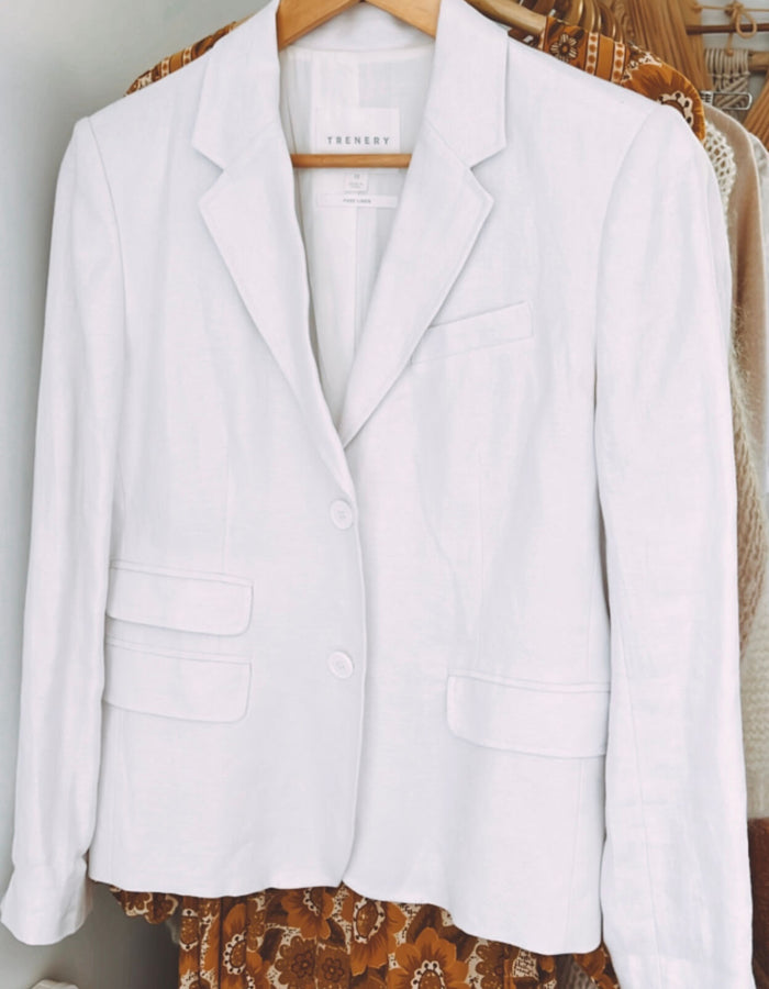 TRENERY White Linen Blazer // Size 10