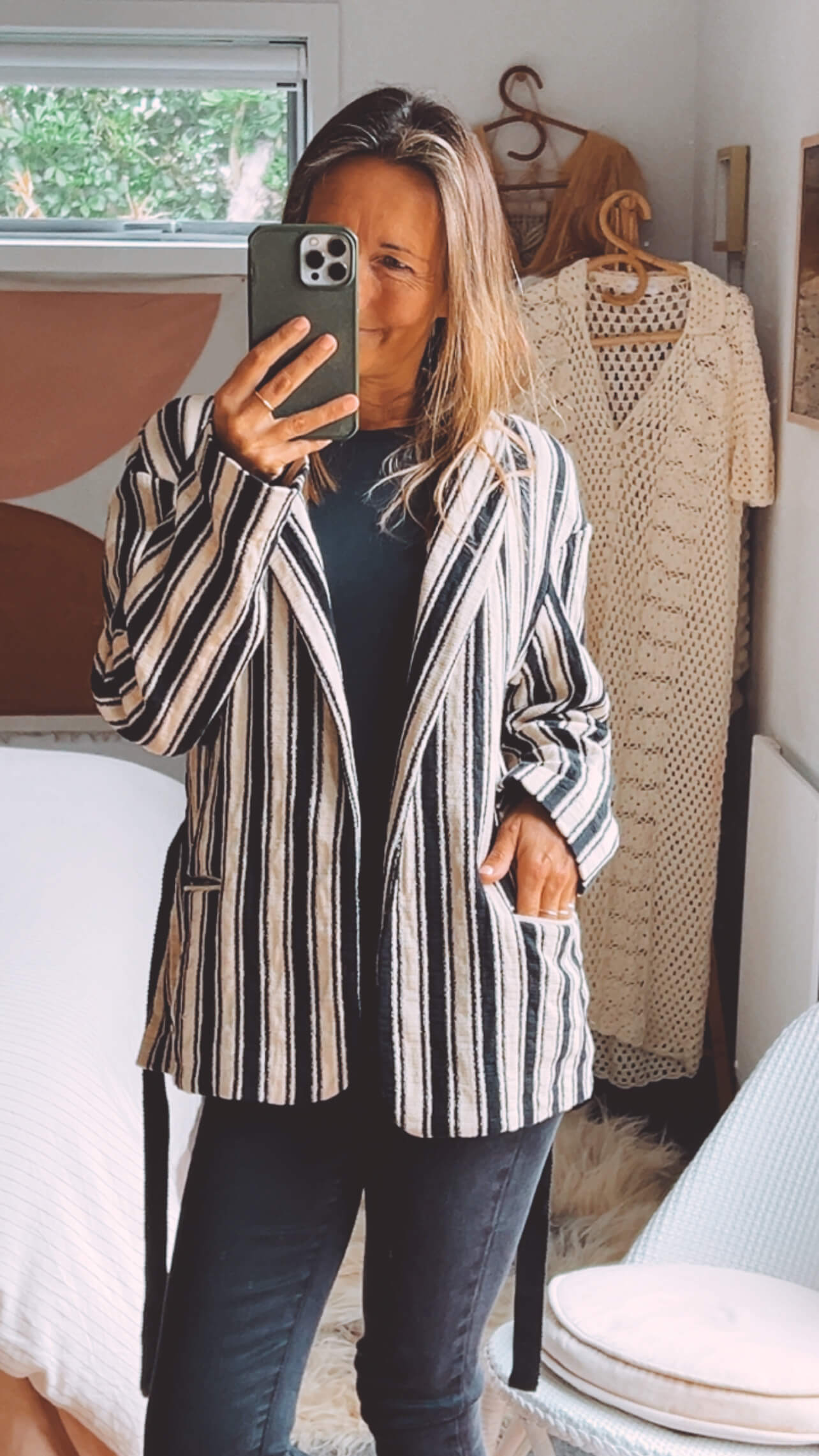 Zara Woman Striped Blazer // Large