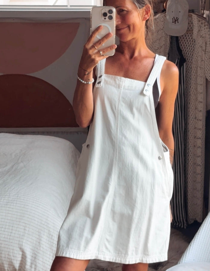 CREAM DENIM // Pinafore Dress // Size 10