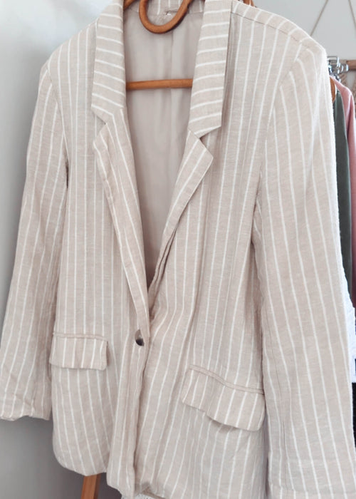 NO LABEL // Striped Linen Blazer // Medium