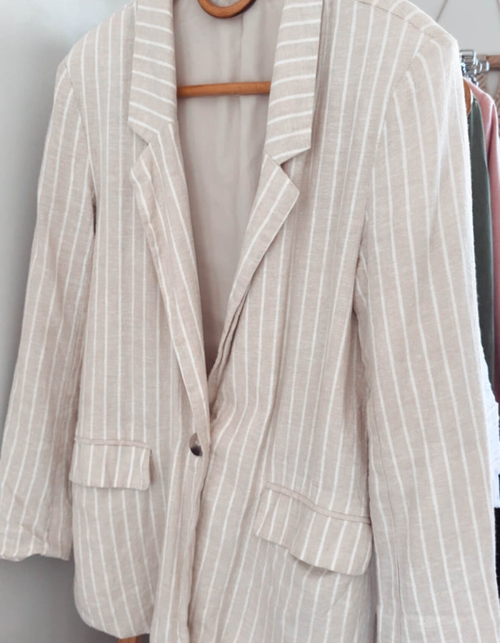 NO LABEL // Striped Linen Blazer // Medium