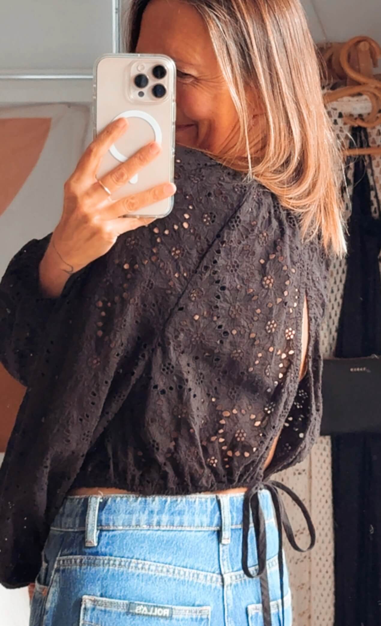 & OTHER STORIES // Broderie Anglaise Balloon Blouse // S/M