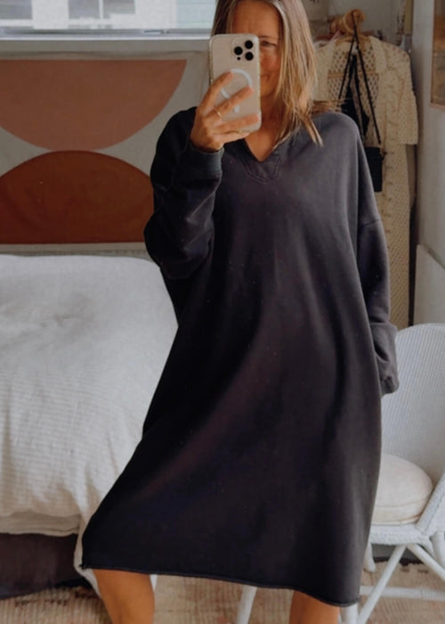 STAPLE + CLOTH // Sweatshirt Dress // Black // Small