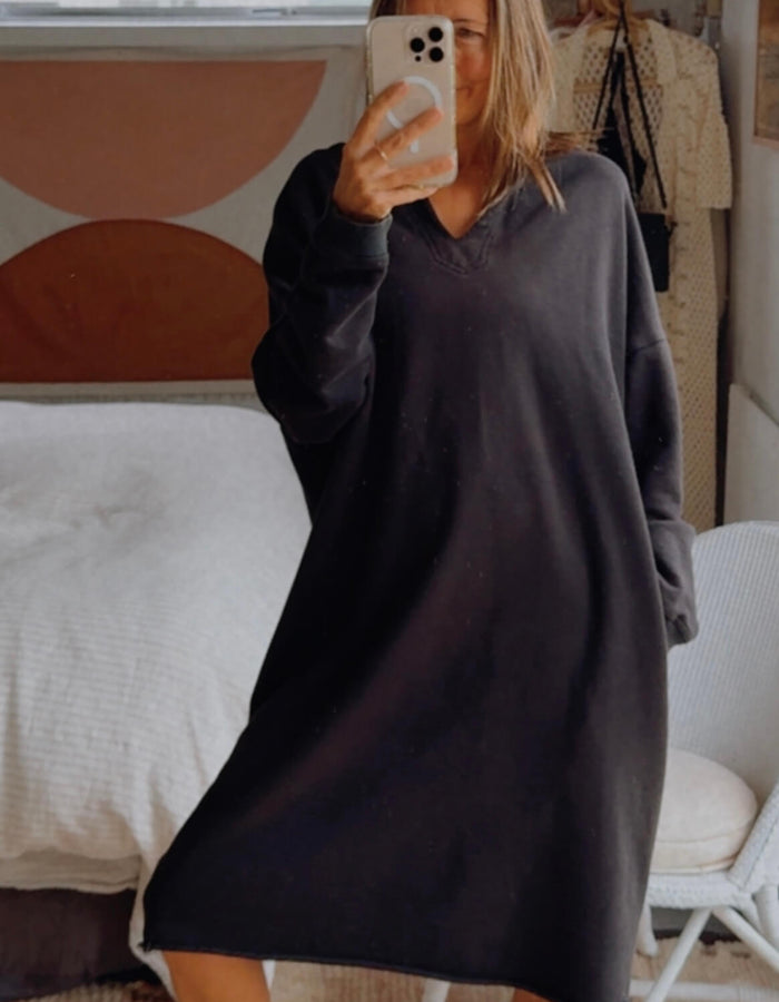 STAPLE + CLOTH // Sweatshirt Dress // Black // Small
