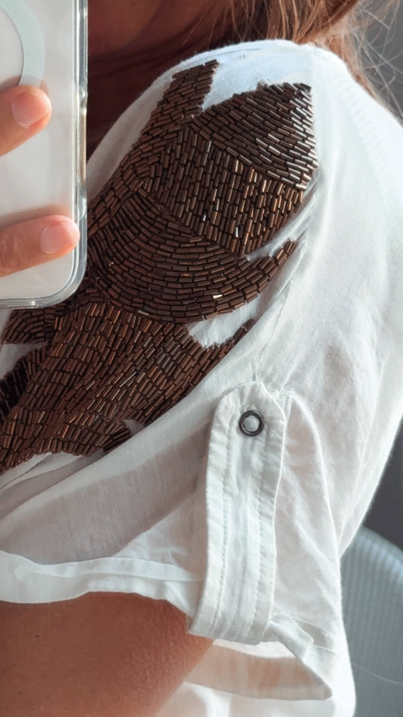 GUESS // Cotton & Silk Beaded Blouse // Small