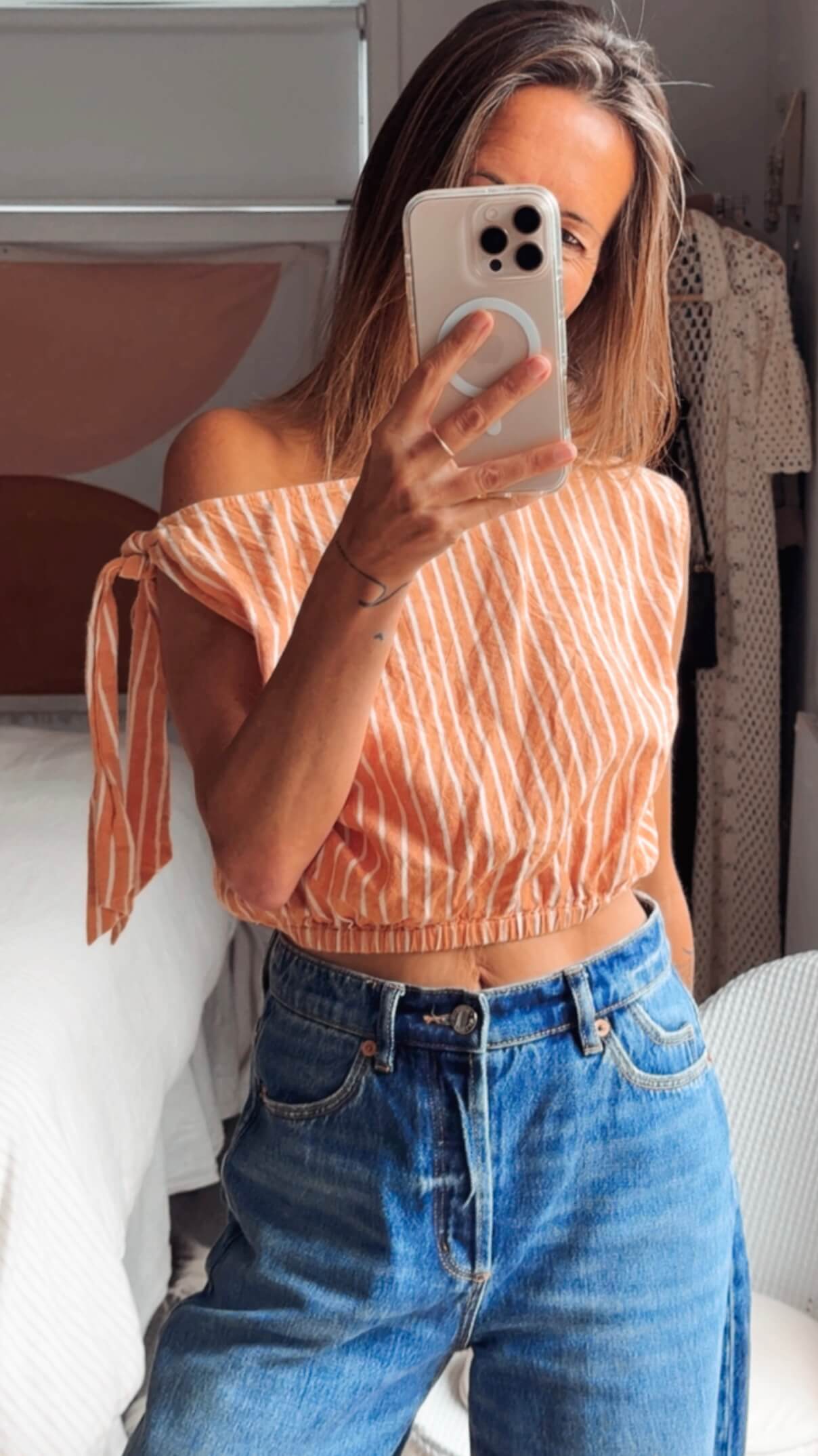 ZULU & ZEPHYR // Striped Cropped Blouse // Size 8 (US 4)