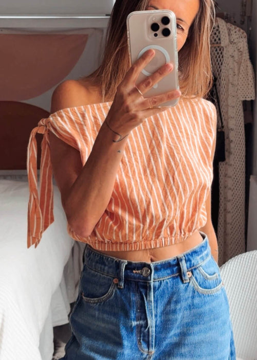 ZULU & ZEPHYR // Striped Cropped Blouse // Size 8 (US 4)