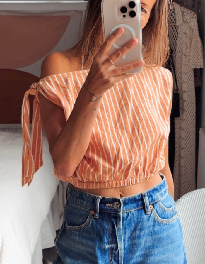 ZULU & ZEPHYR // Striped Cropped Blouse // Size 8 (US 4)