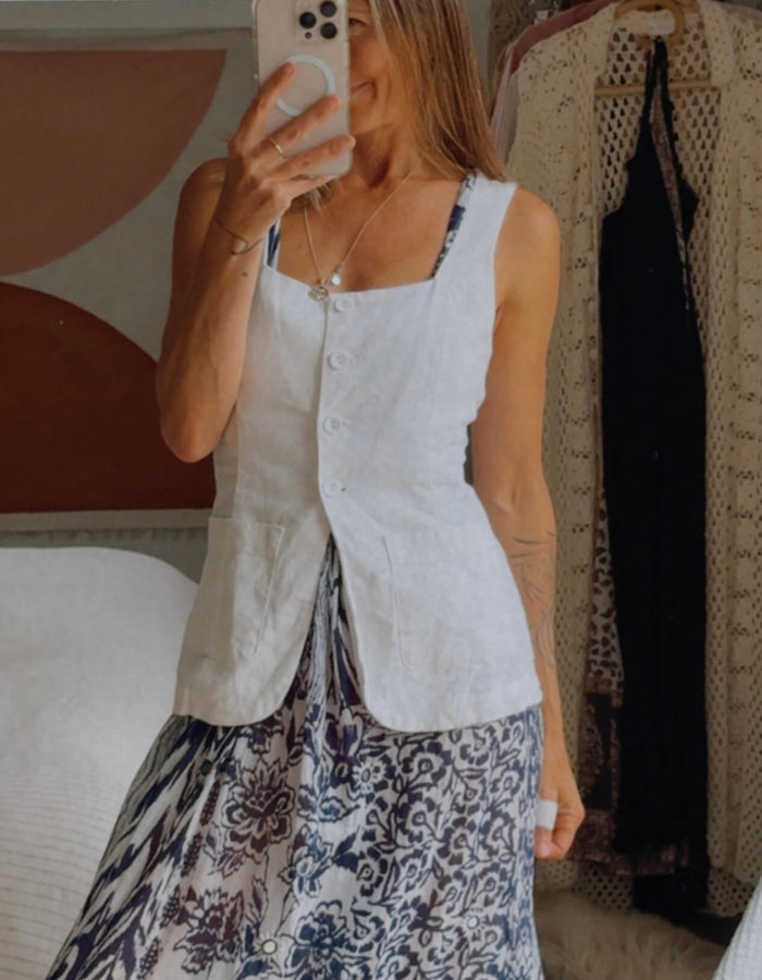 GLASSONS // Linen Vest // Size 8