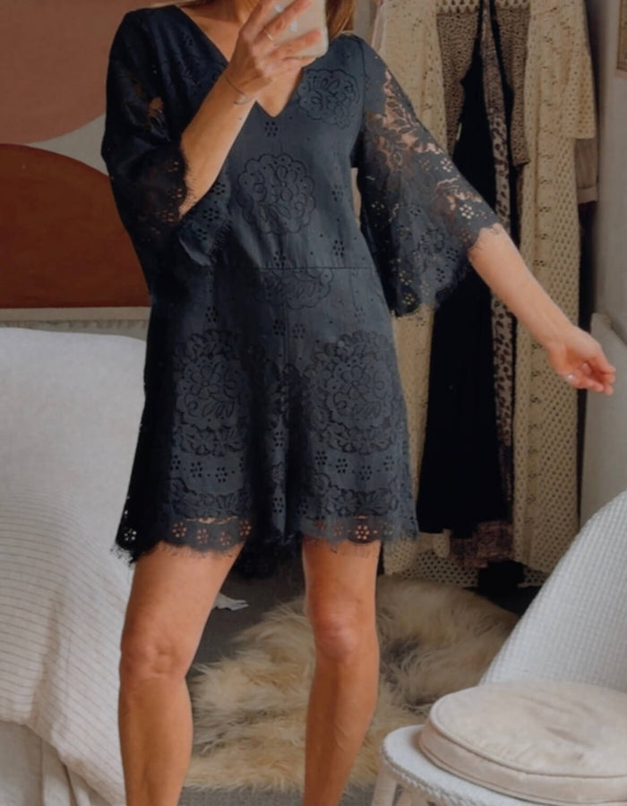 RUBY // Lace Romper // Black // Size 10