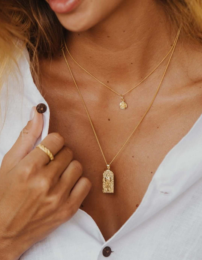 LUNA + ROSE // St Fiacre // Patron Saint of Gardening // Pendant Necklace // Gold