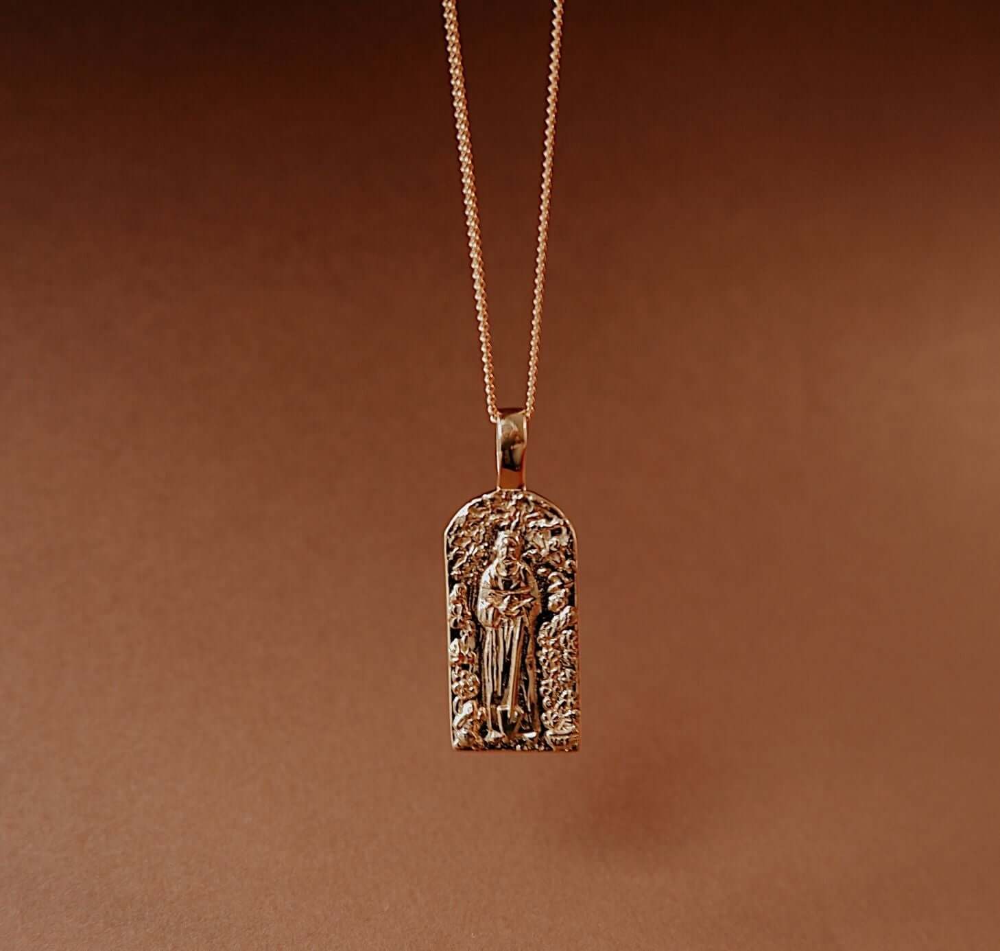 LUNA + ROSE // St Fiacre // Patron Saint of Gardening // Pendant Necklace // Gold