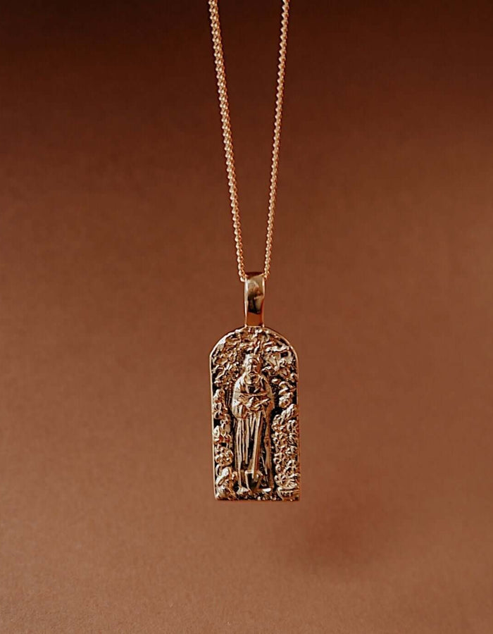 LUNA + ROSE // St Fiacre // Patron Saint of Gardening // Pendant Necklace // Gold