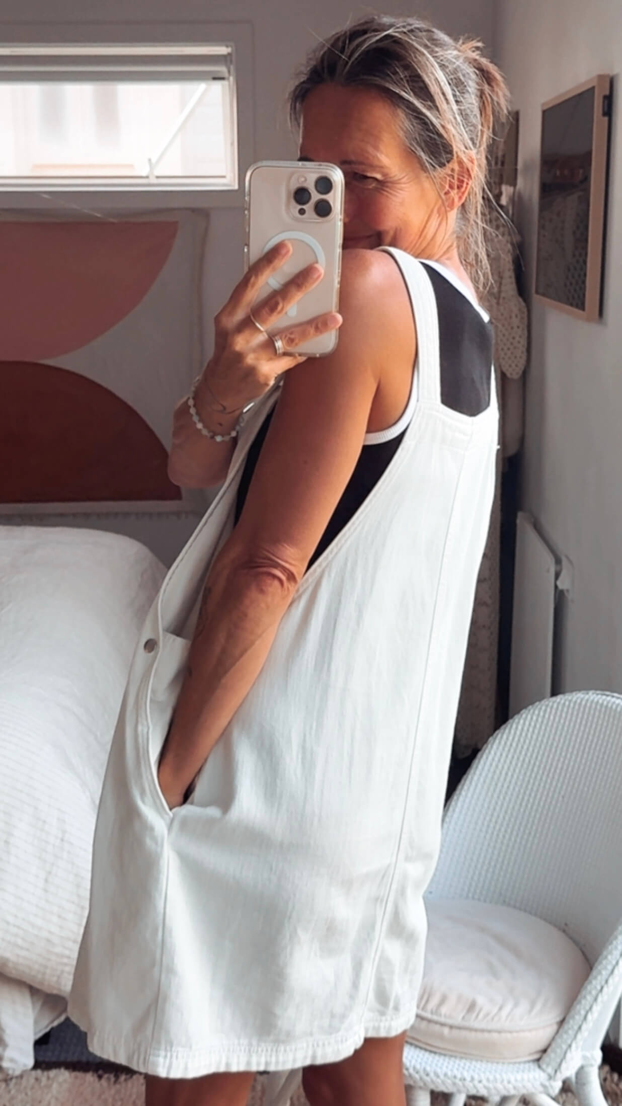 CREAM DENIM // Pinafore Dress // Size 10