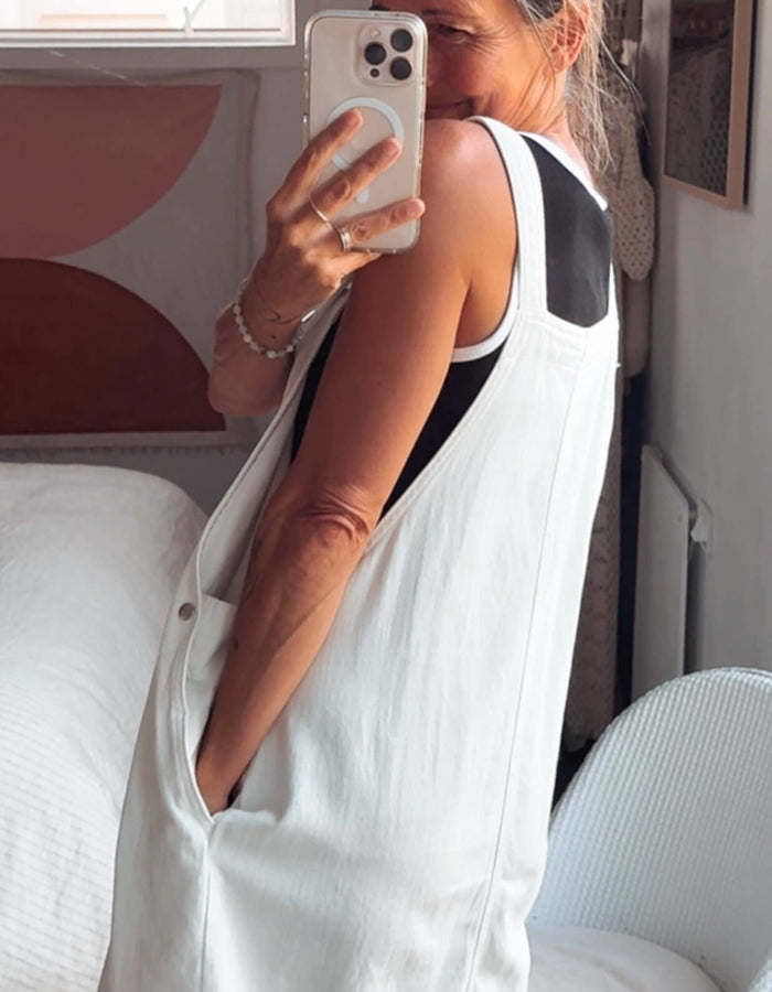 CREAM DENIM // Pinafore Dress // Size 10