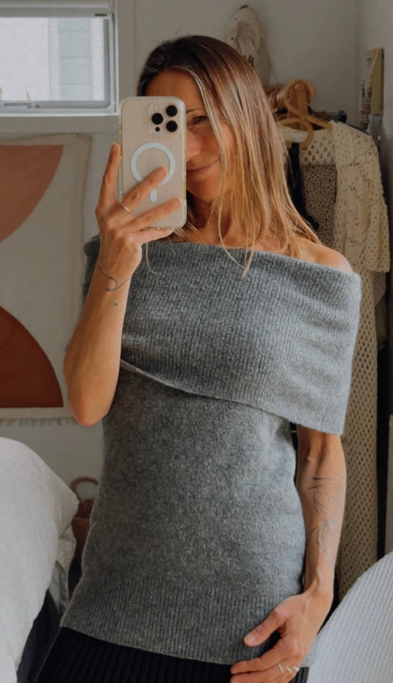 COUNTRY ROAD // OFF THE SHOULDER TANK // GREY MARLE WOOL/YAK // XS