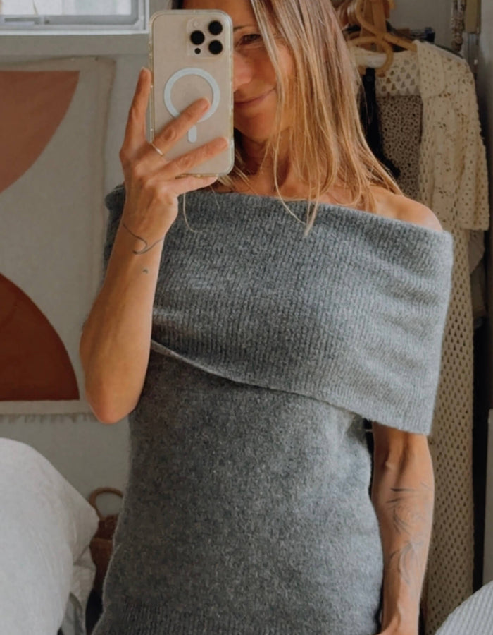 COUNTRY ROAD // OFF THE SHOULDER TANK // GREY MARLE WOOL/YAK // XS