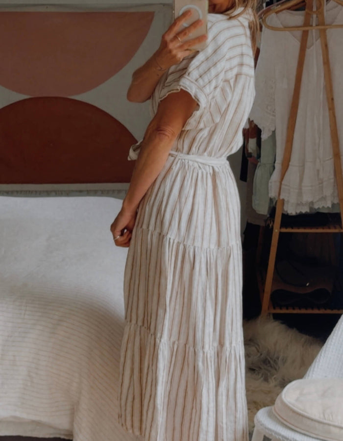 TARGET // European Linen Tiered Dress // Free Size (Size L)