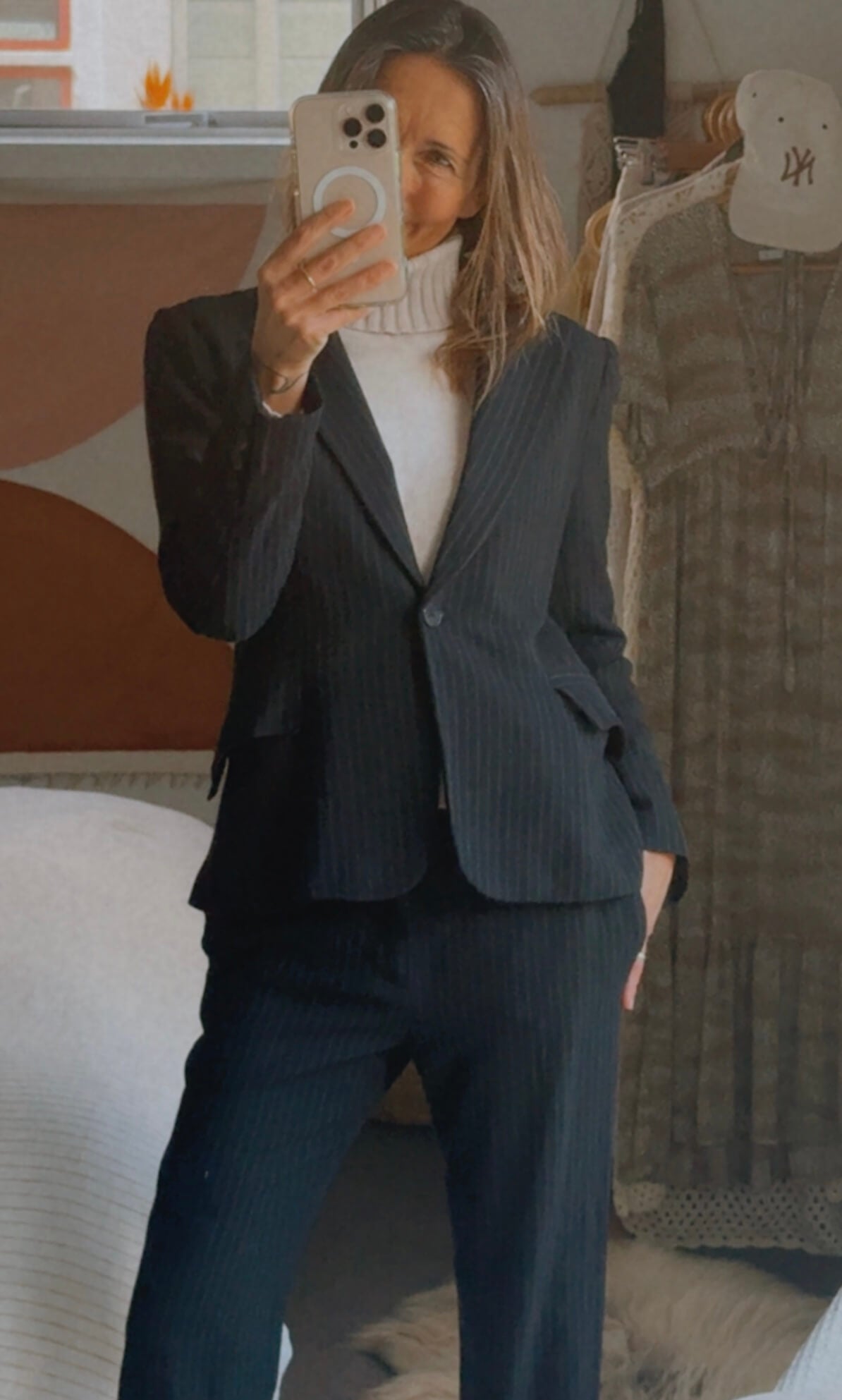 ZARA WOMAN // Navy Pinstriped Suit // Small